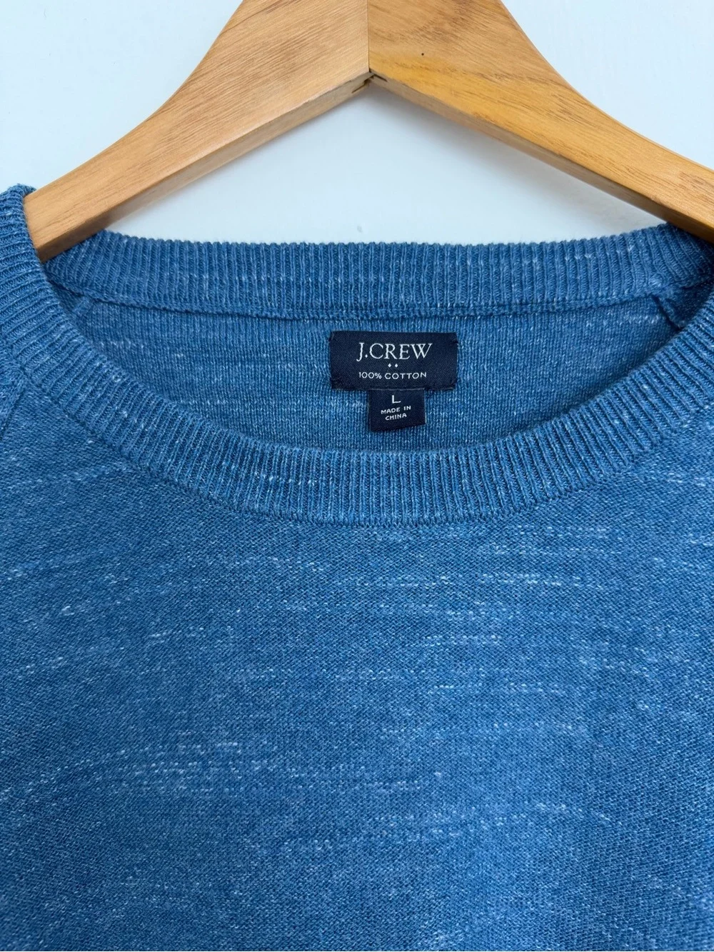 J. Crew Mens Blue Crewneck Sweater 100% cotton Large Classic preppy